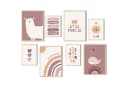 MeinBaby123® Poster Kinderzimmer Alpaka & Freunde Rosa 8er Set Bild 2