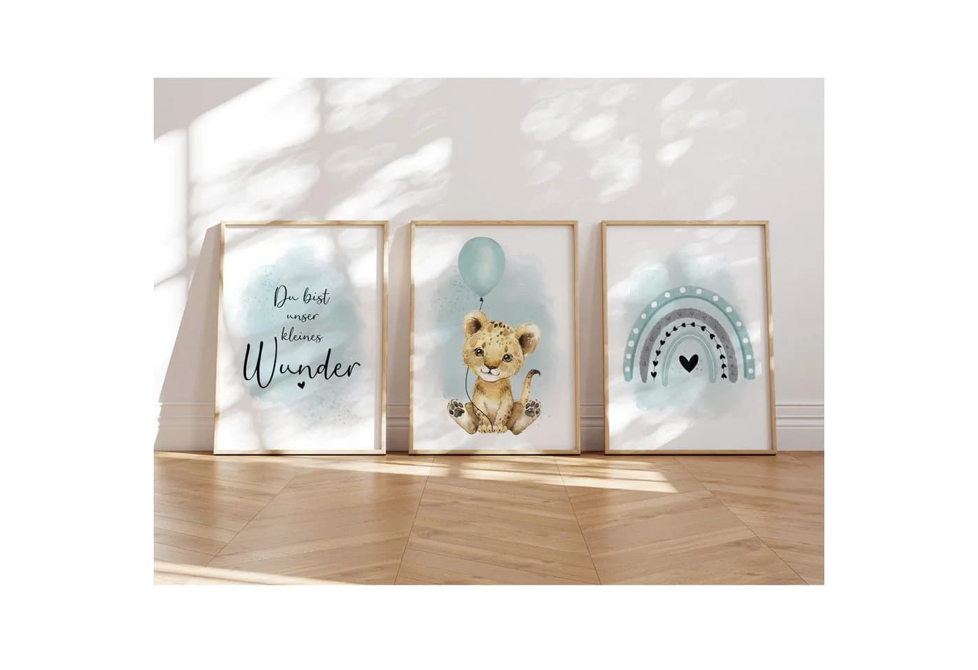 MeinBaby123® Poster Kinderzimmer Boho Tiere Löwe & Luftballon mint - Bild 2