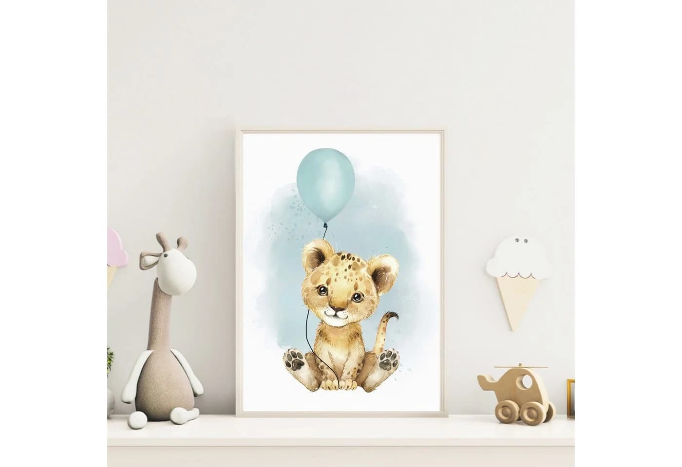 MeinBaby123® Poster Kinderzimmer Boho Tiere Löwe & Luftballon mint - Bild 4