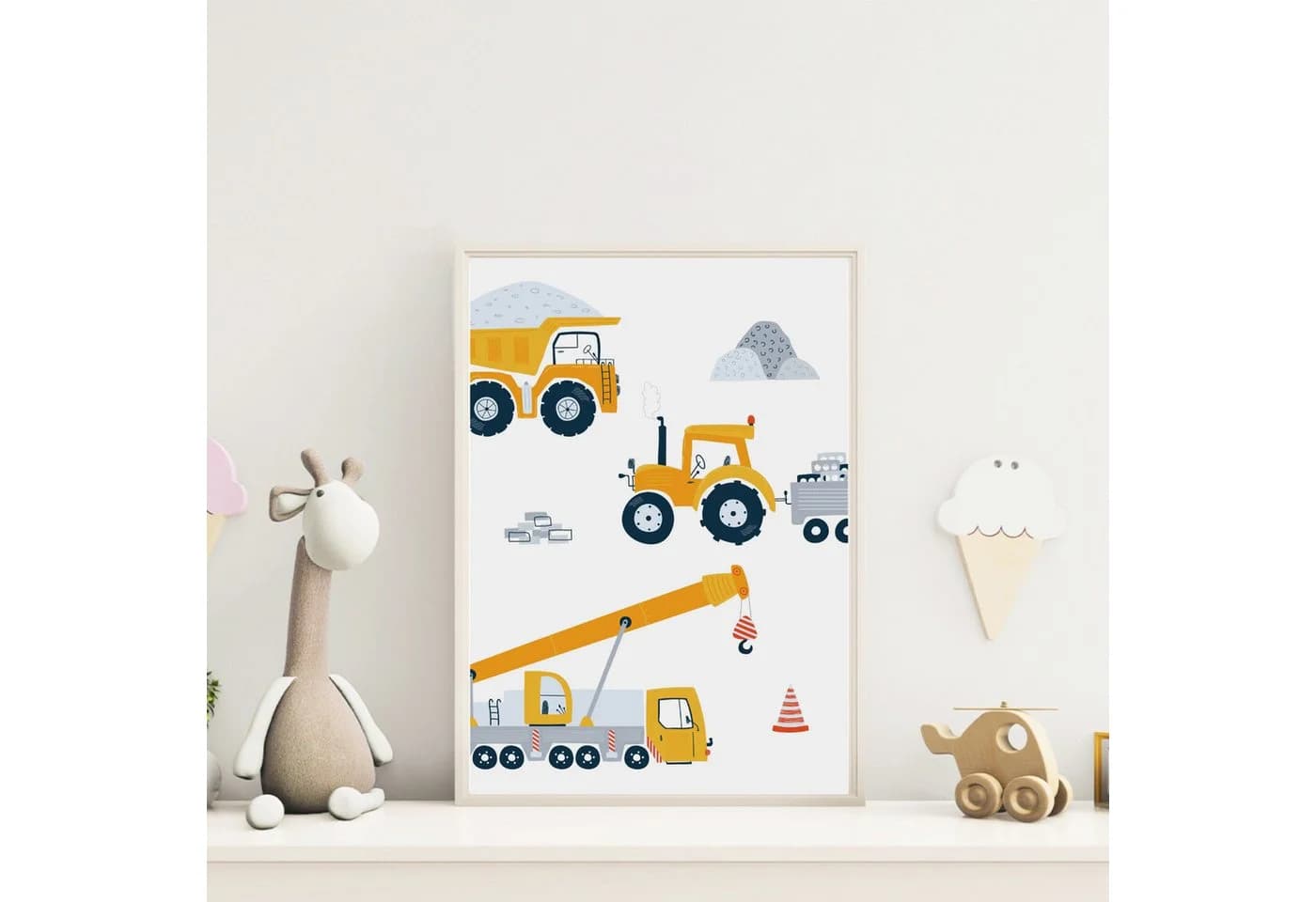 MeinBaby123® Poster Bagger Kinderzimmer Deko Baufahrzeuge Gelb - Bild 5