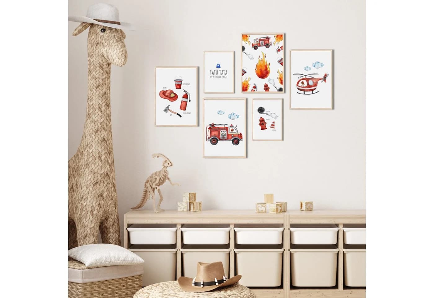 MeinBaby123® Poster Feuerwehr Kinderzimmer Deko Jungs Feuerwehrauto - Bild 3