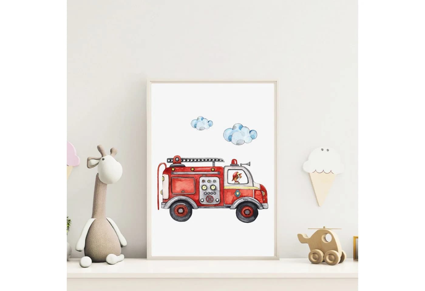 MeinBaby123® Poster Feuerwehr Kinderzimmer Deko Jungs Feuerwehrauto - Bild 4