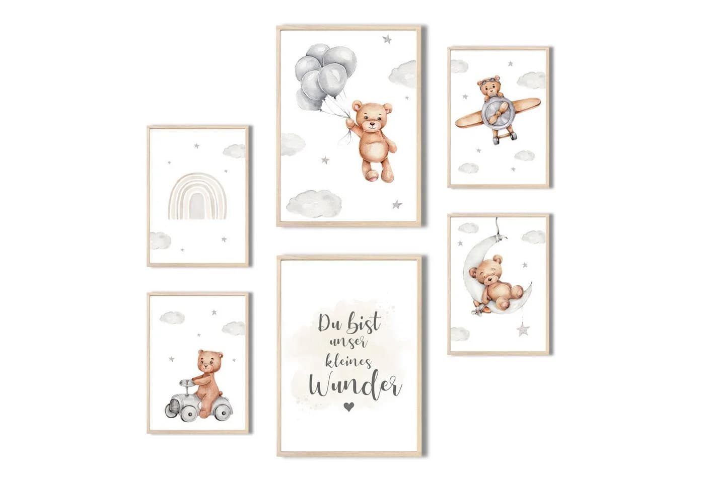 MeinBaby123® Poster Kinderzimmer Deko Bär & Flugzeuge Wandbilder - Bild 2