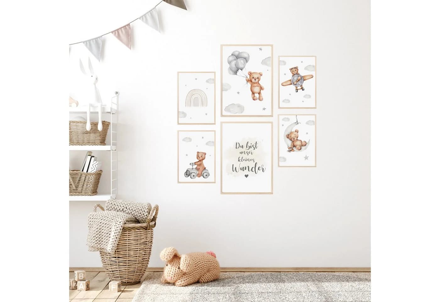 MeinBaby123® Poster Kinderzimmer Deko Bär & Flugzeuge Wandbilder - Bild 5