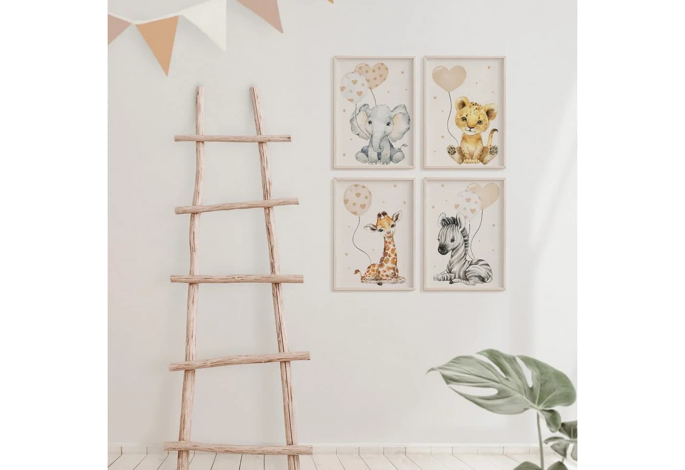 MeinBaby123® Poster Kinderzimmer Tiere Wandbilder Bunt Beige Braun - Bild 2