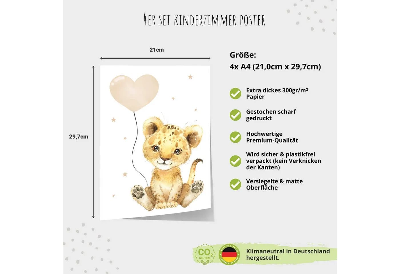 MeinBaby123® Poster Kinderzimmer Tiere Wandbilder Bunt Beige Braun - Bild 5
