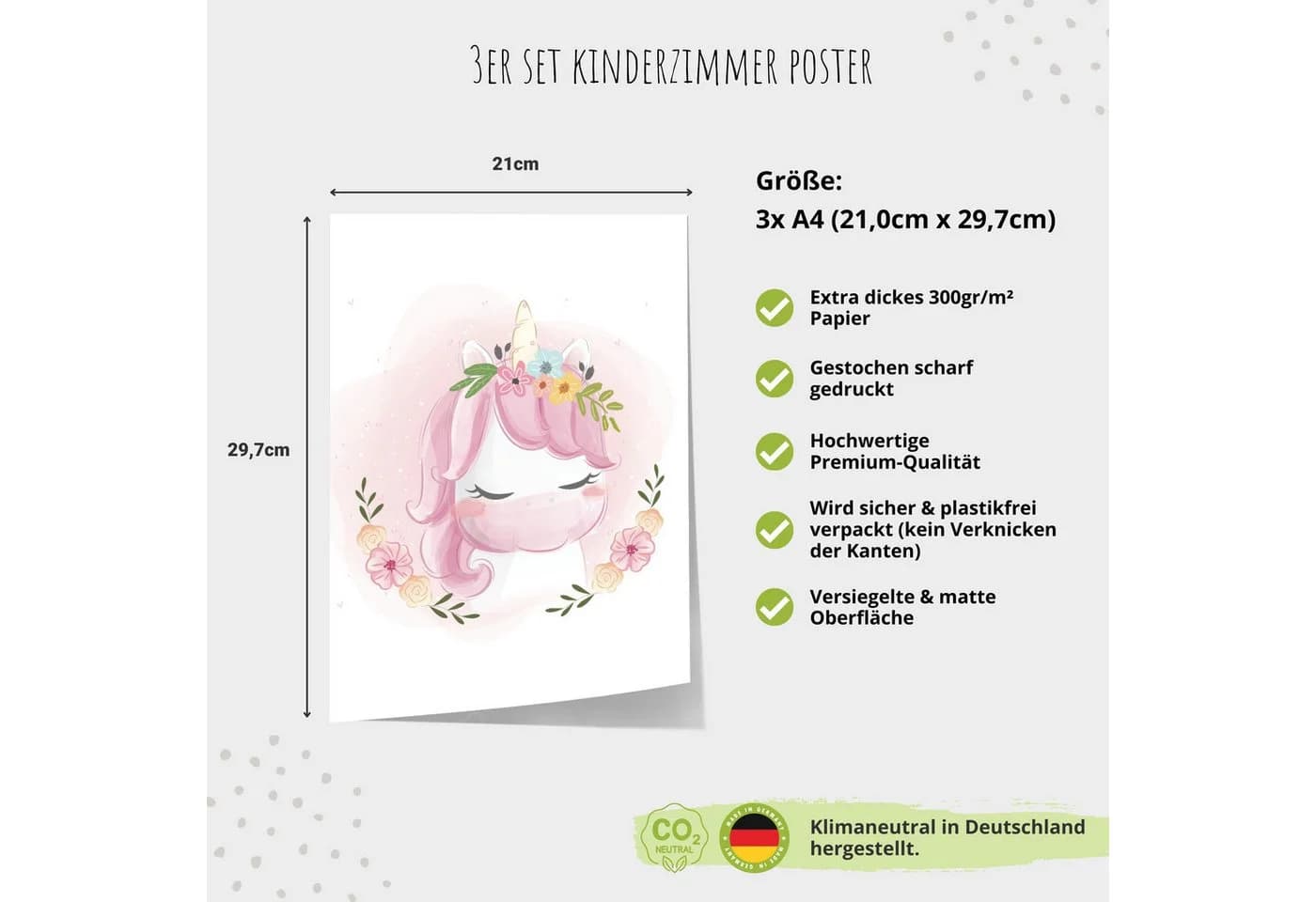 MeinBaby123® Poster Einhorn Rosa Kinderzimmer Deko - Bild 4