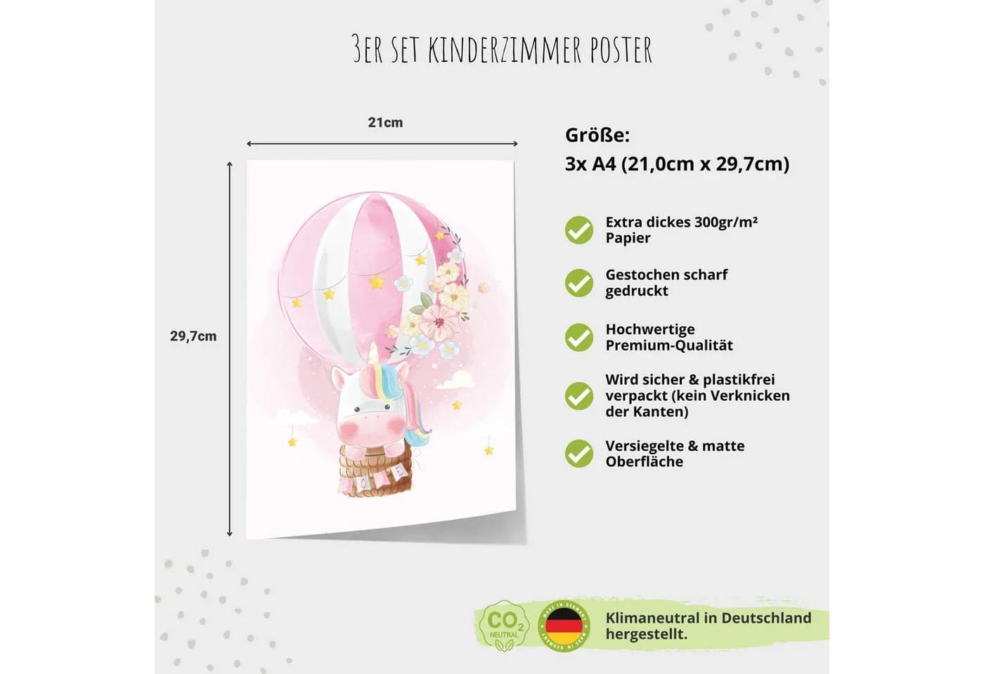 MeinBaby123® Poster Einhorn Rosa Kinderzimmer Deko - Bild 4