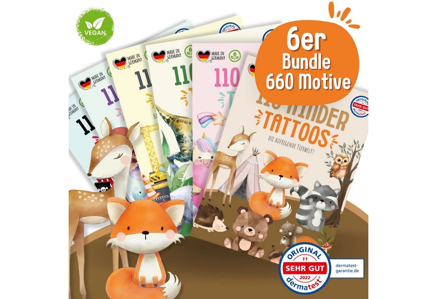MeinBaby123® Kindertattoo 660 hautfreundliche Hauttattoos für Kinder, Geschenk für Mädchen, Mitgebsel Kindergeburtstag, Bagger, Dino, Tiere, Einhörner - Bild 2