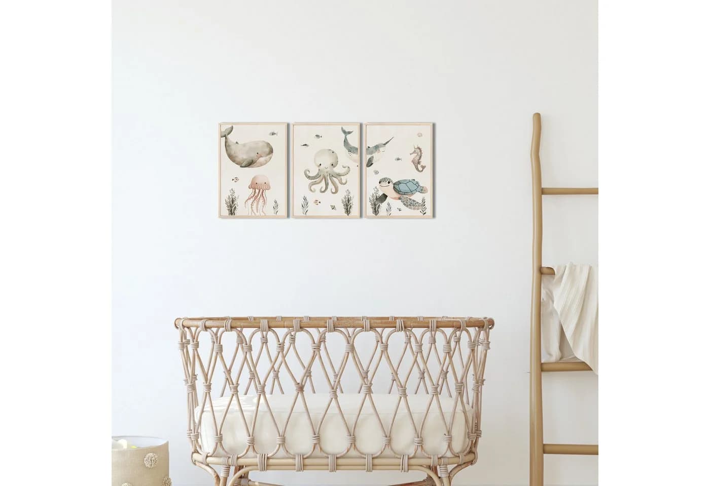 MeinBaby123® Poster Kinderzimmer Meerestiere Blau Unterwasserwelt