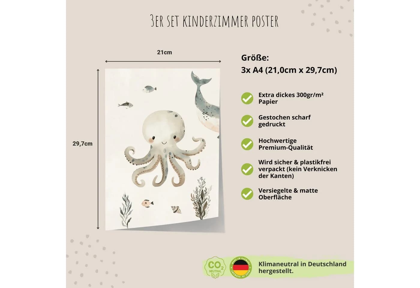 MeinBaby123® Poster Kinderzimmer Meerestiere Blau Unterwasserwelt - Bild 5