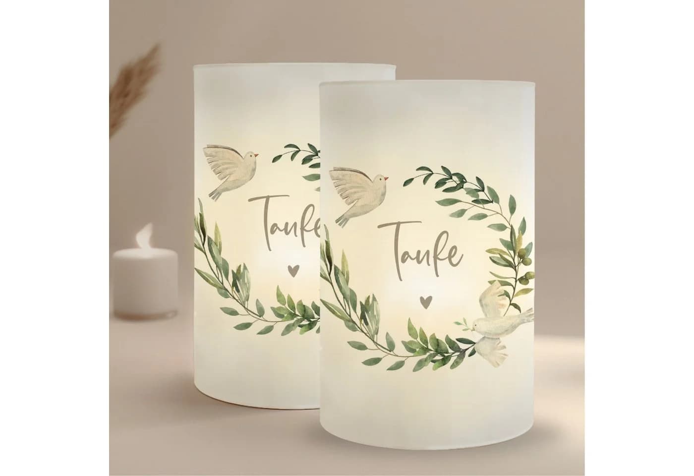 MeinBaby123® Papierdekoration 10 Windlichter Taufe Weiß Transparent - Bild 2