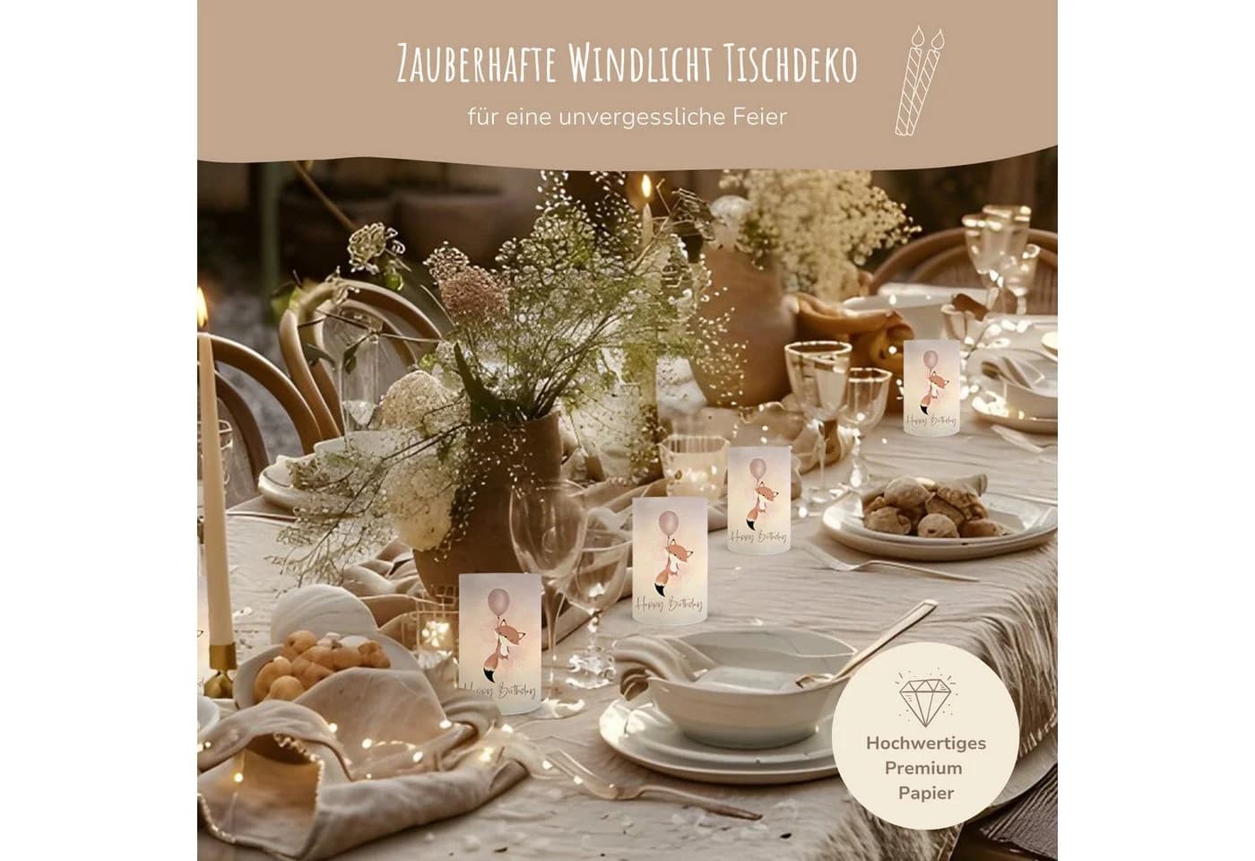 MeinBaby123® Papierdekoration Kindergeburtstag Windlichthüllen Rosa