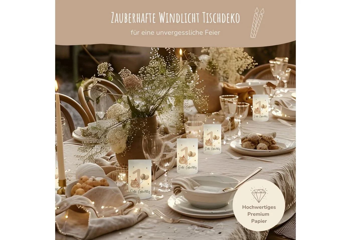 MeinBaby123® Papierdekoration 10 Kindergeburtstag Windlichthüllen Transparent