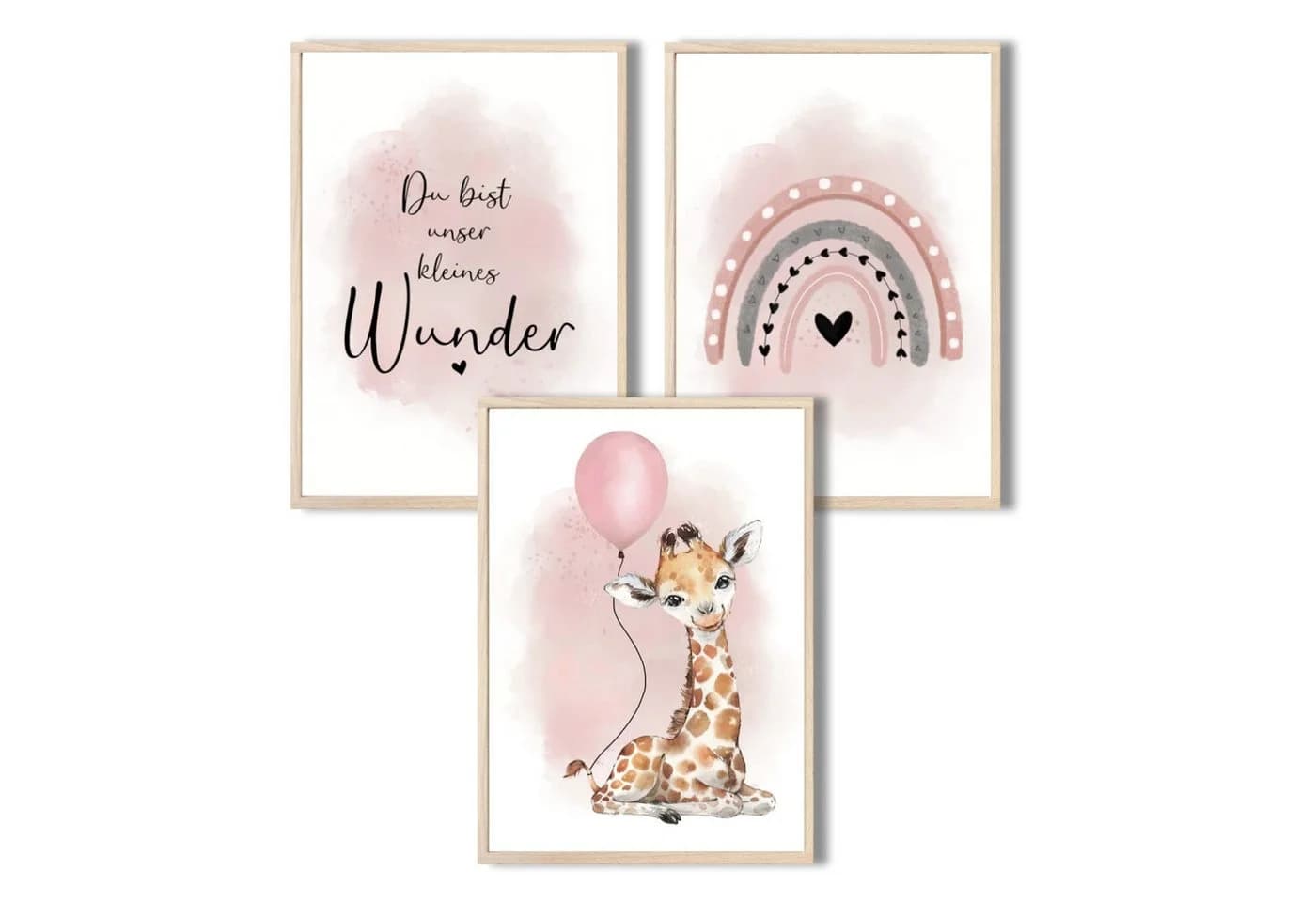 MeinBaby123® Poster Kinderzimmer Giraffe & Luftballon Rosa - Bild 2