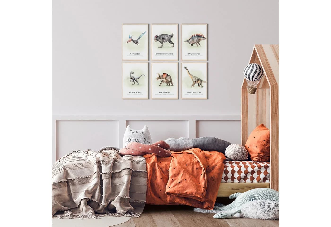 MeinBaby123® Poster Dinosaurier Grün Kinderzimmer Deko