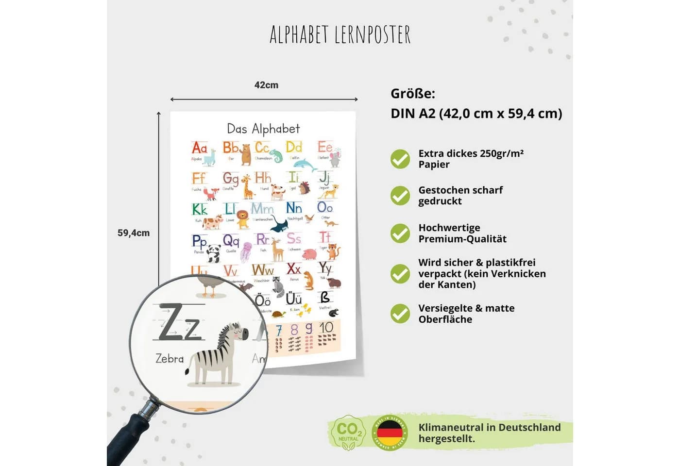 MeinBaby123® ABC Alphabet Poster Kinder Lernposter Grundschrift - Bild 4