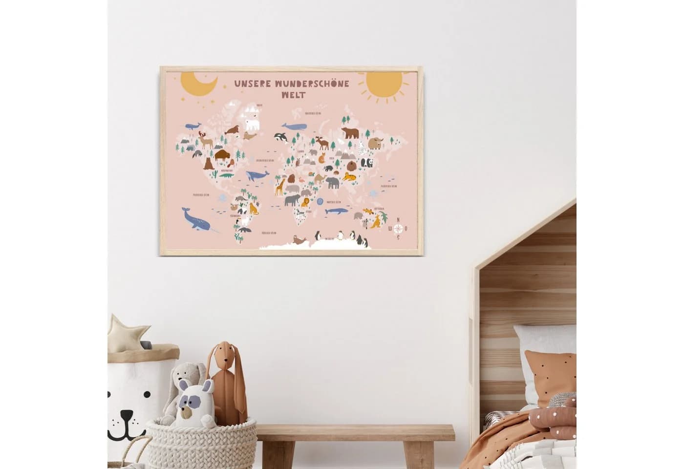 MeinBaby123® Poster Lernposter Alphabet Zahlen Mathe Formen Rosa