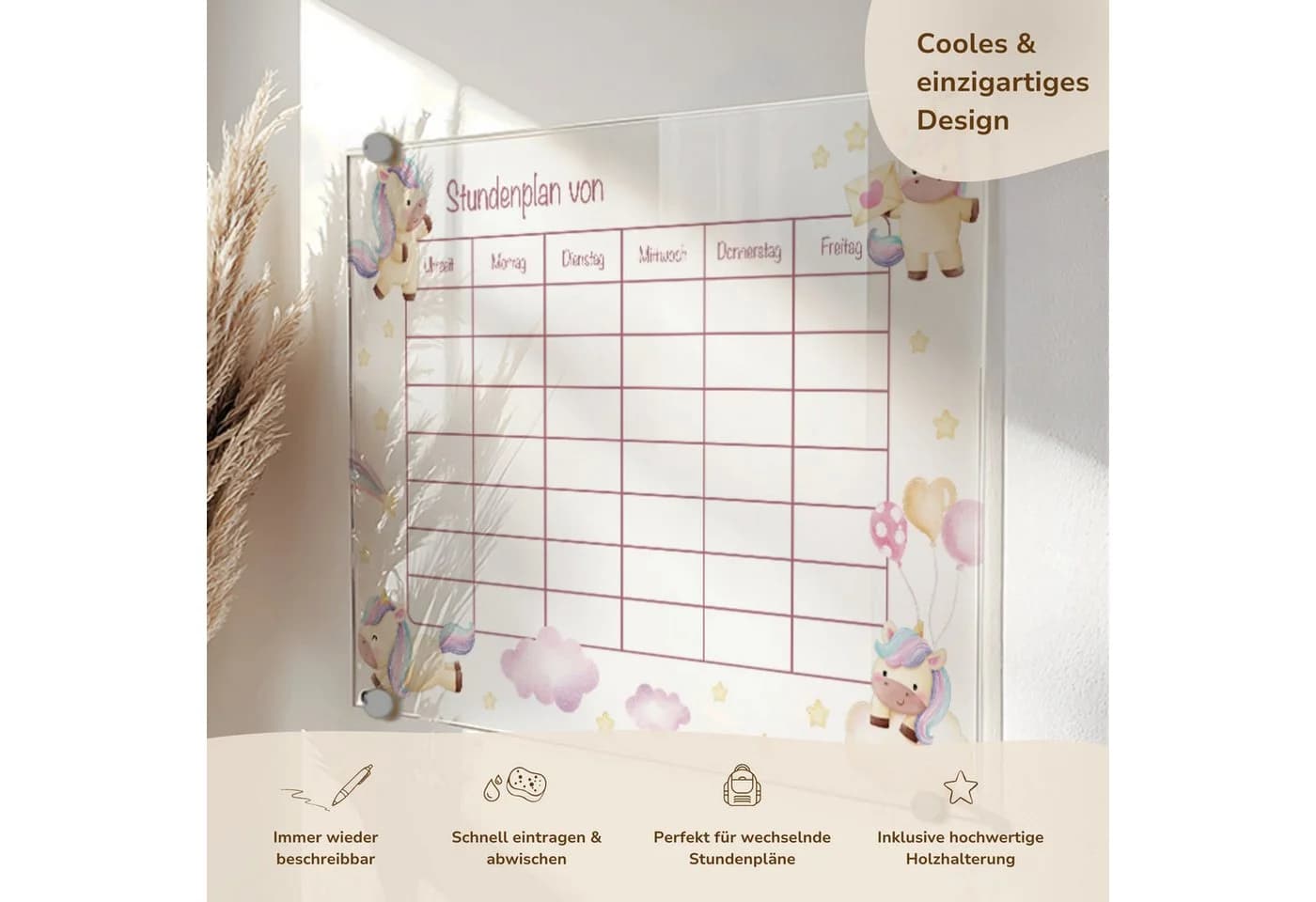 MeinBaby123® Stundenplan Acrylglas transparent DIN A4 mit Holzhalterung - Bild 3