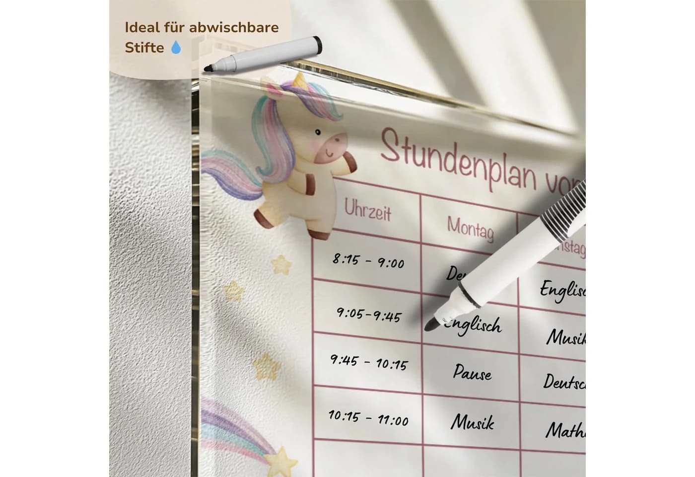 MeinBaby123® Stundenplan Acrylglas transparent DIN A4 mit Holzhalterung - Bild 4