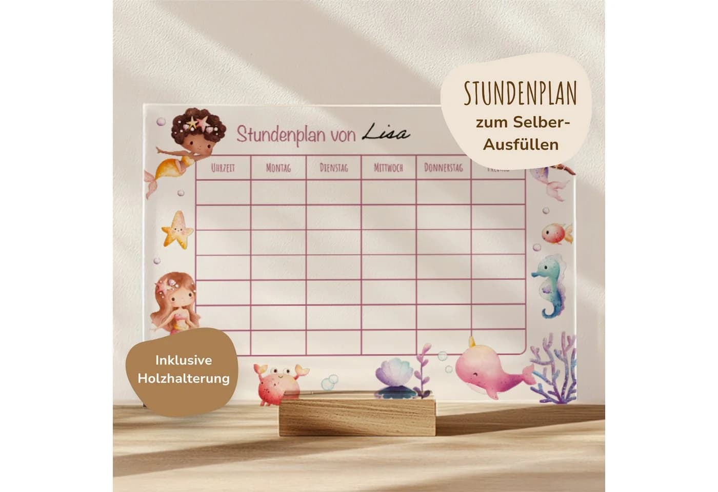 MeinBaby123® Stundenplan Acryl transparent inkl. Holzhalterung - Bild 2