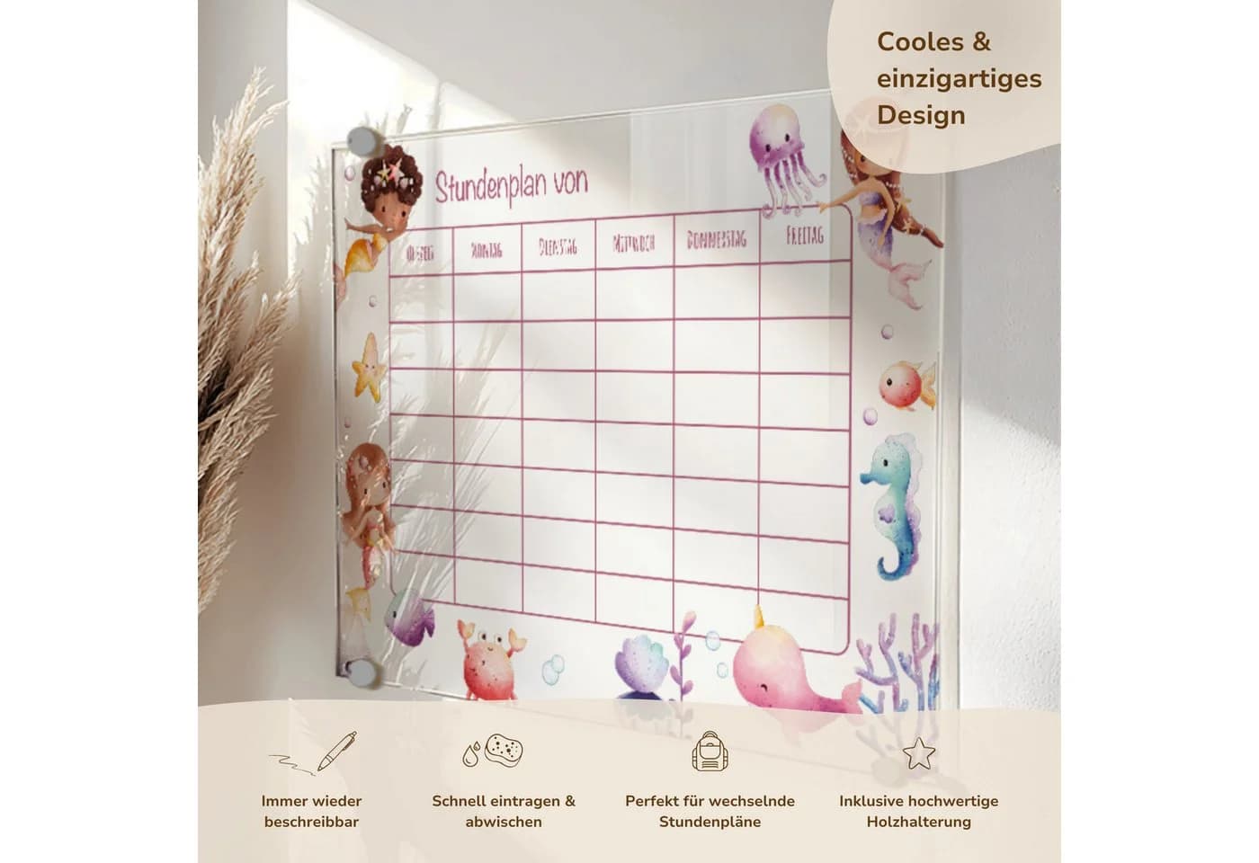 MeinBaby123® Stundenplan Acryl transparent inkl. Holzhalterung - Bild 3