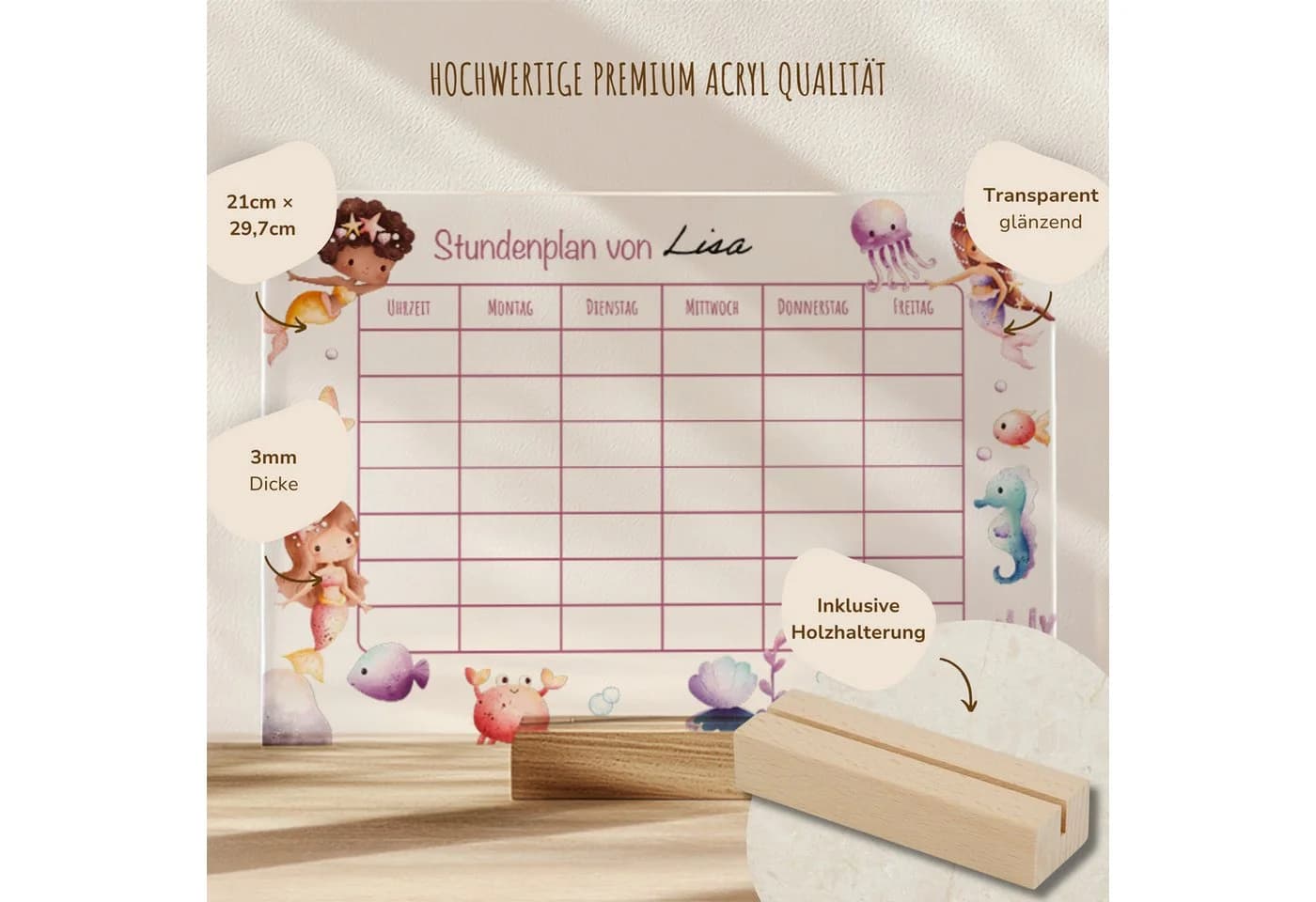 MeinBaby123® Stundenplan Acryl transparent inkl. Holzhalterung - Bild 5