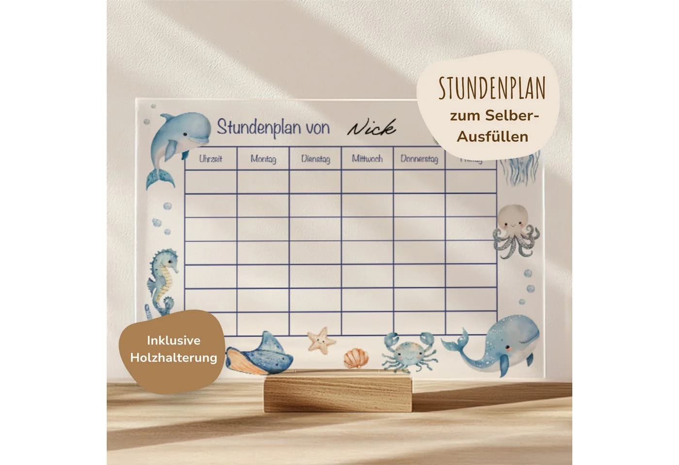 MeinBaby123® Stundenplan Acrylglas DIN A4 mit Holzhalterung - Bild 2