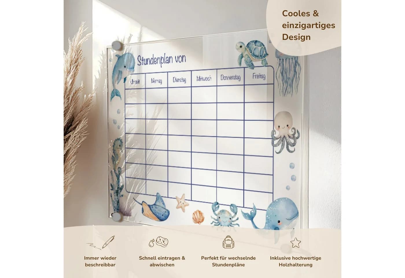 MeinBaby123® Stundenplan Acrylglas DIN A4 mit Holzhalterung - Bild 3