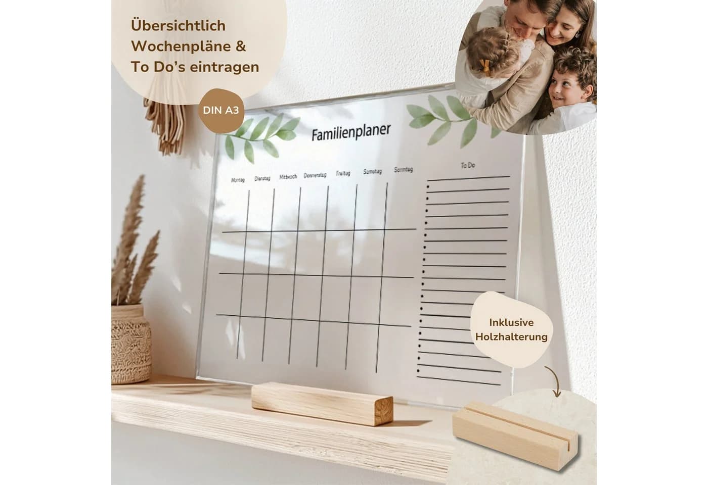 MeinBaby123® Tischkalender Acrylglas Wochenplaner abwischbar