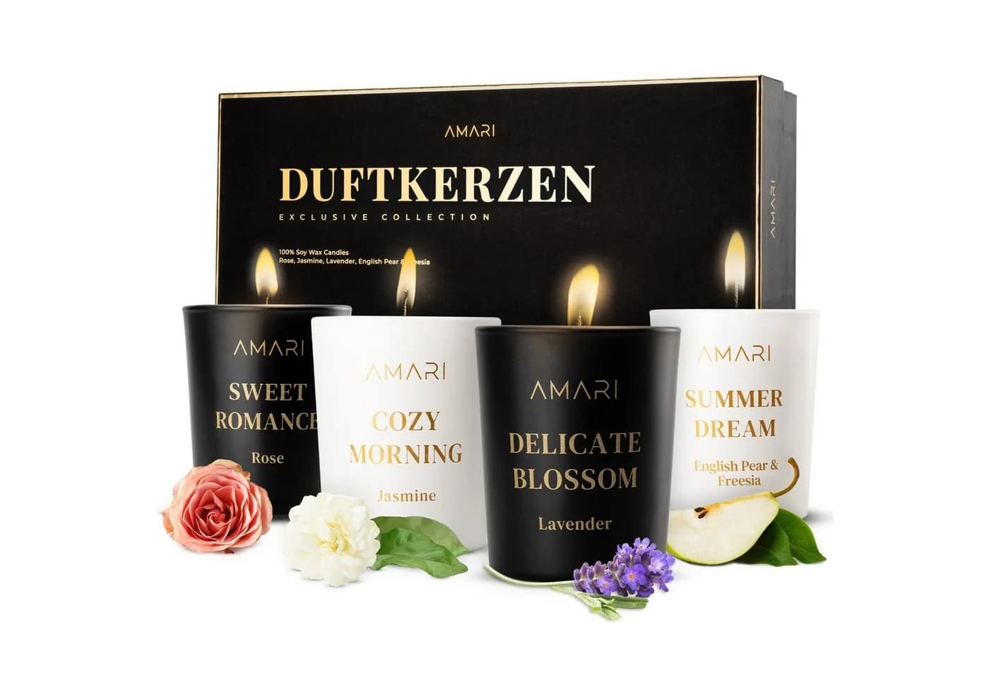 Amari Duftkerzen Geschenkset 4-tlg. Natürliches Sojawachs - Bild 2