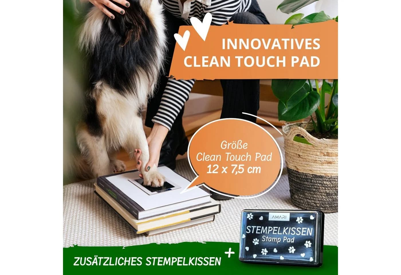 Amari Pfotenschutz AMARI® Pfotenabdruck Set inkl. 2 Stempelkissen und 4 Druckkarten