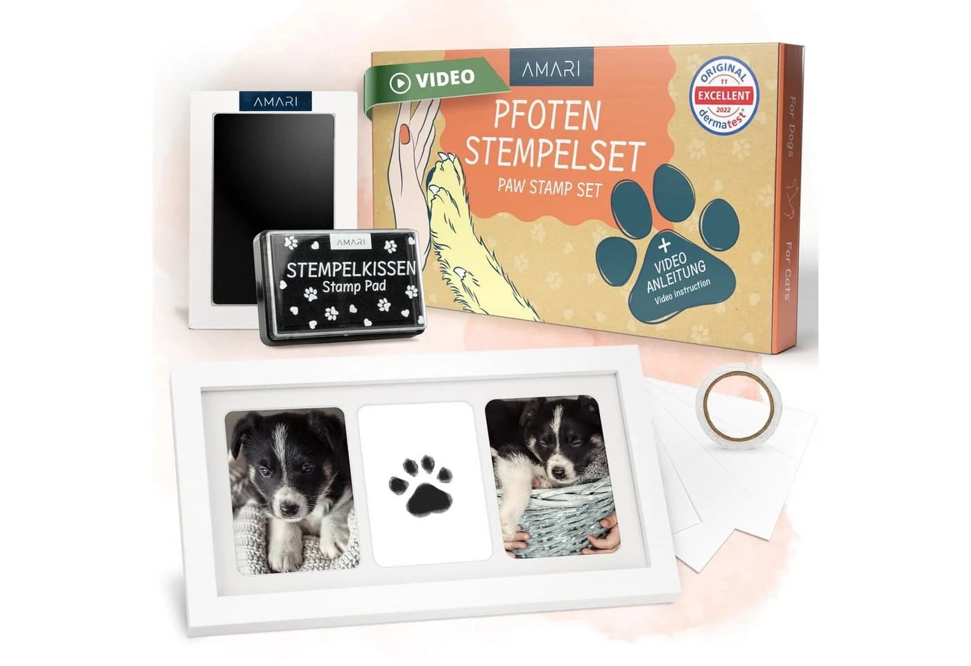 Amari Pfotenschutz AMARI® Pfotenabdruck Set inkl. 2 Stempelkissen und 4 Druckkarten - Bild 2