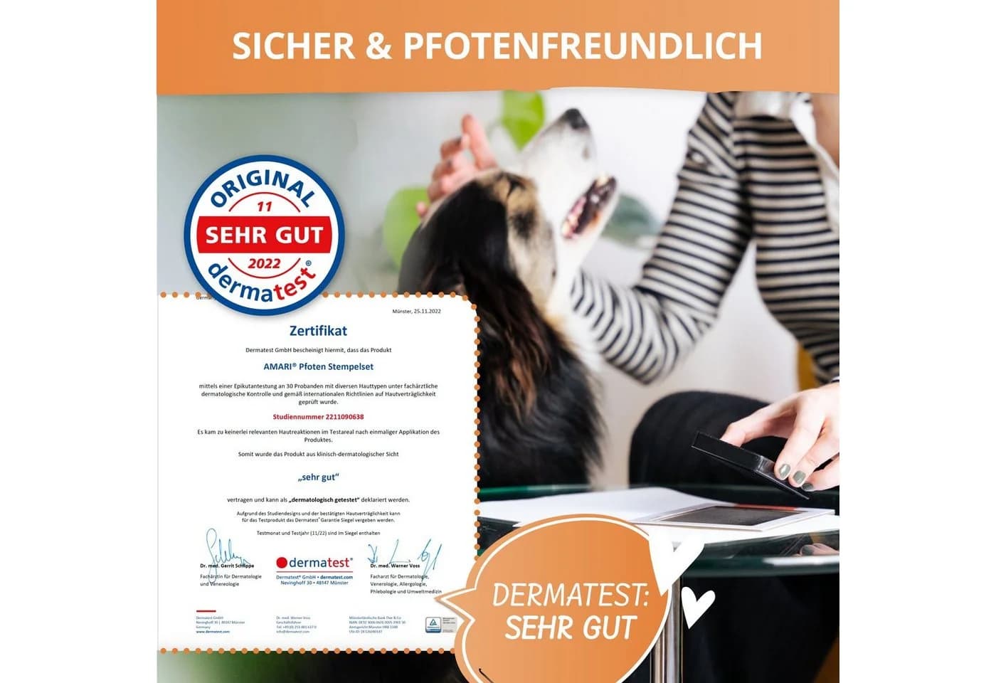 Amari Pfotenschutz AMARI® Pfotenabdruck Set inkl. 2 Stempelkissen und 4 Druckkarten - Bild 3