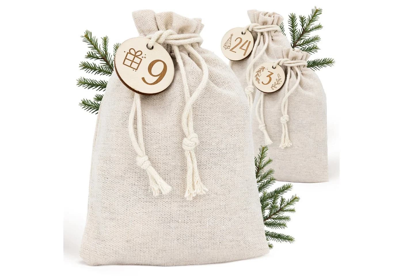 Amari befüllbarer Adventskalender Stoff Wandkalender 24 Fächer Beige - Bild 2