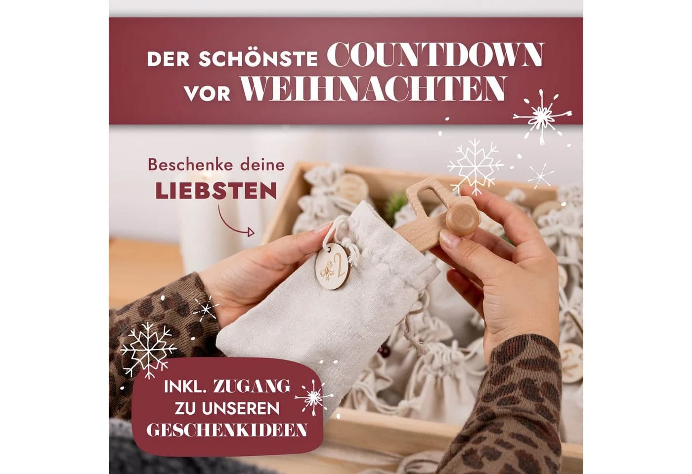Amari befüllbarer Adventskalender Stoff Wandkalender 24 Fächer Beige - Bild 3