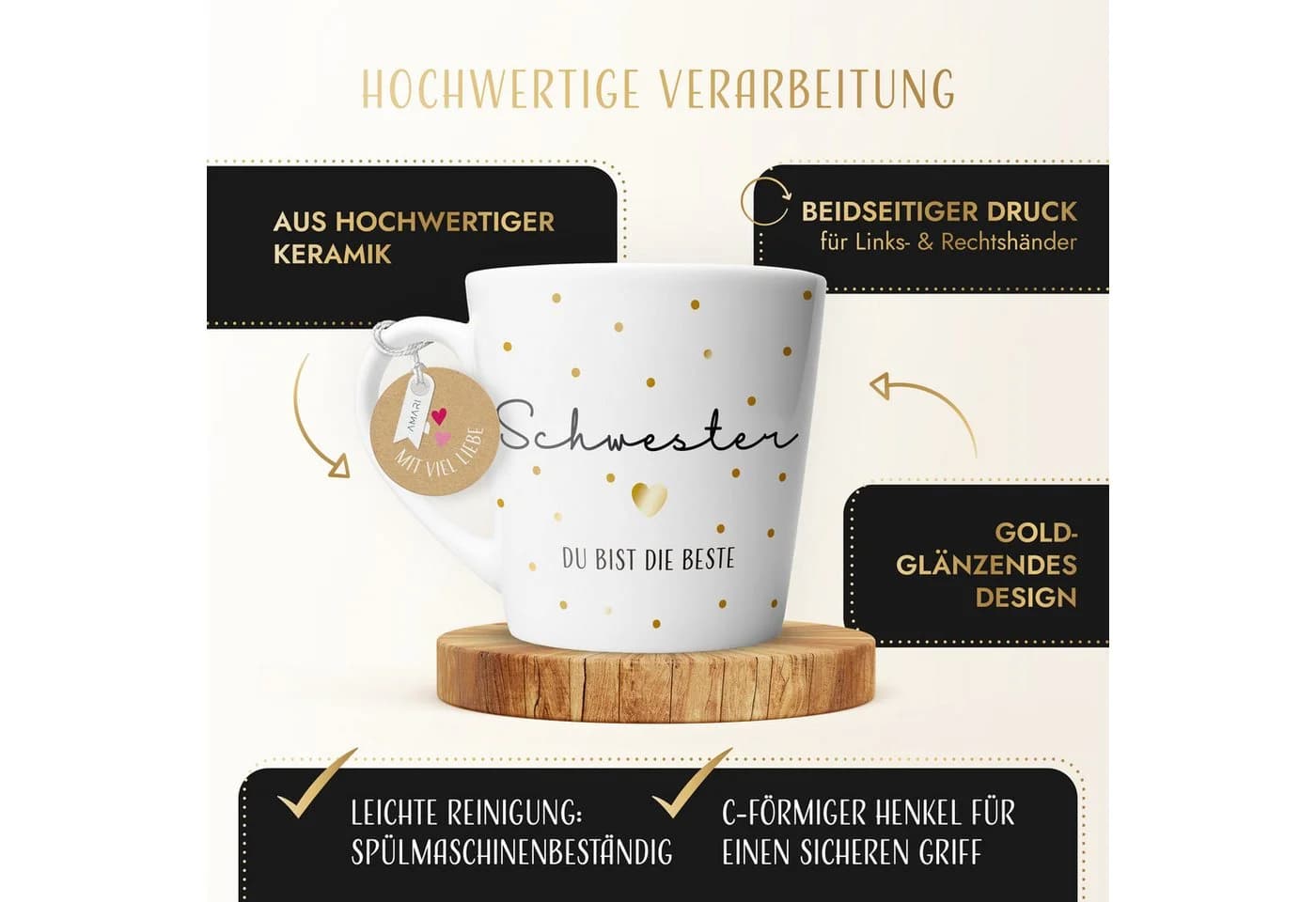 AMARI Schwester Tasse Keramik Geschenk - Bild 3
