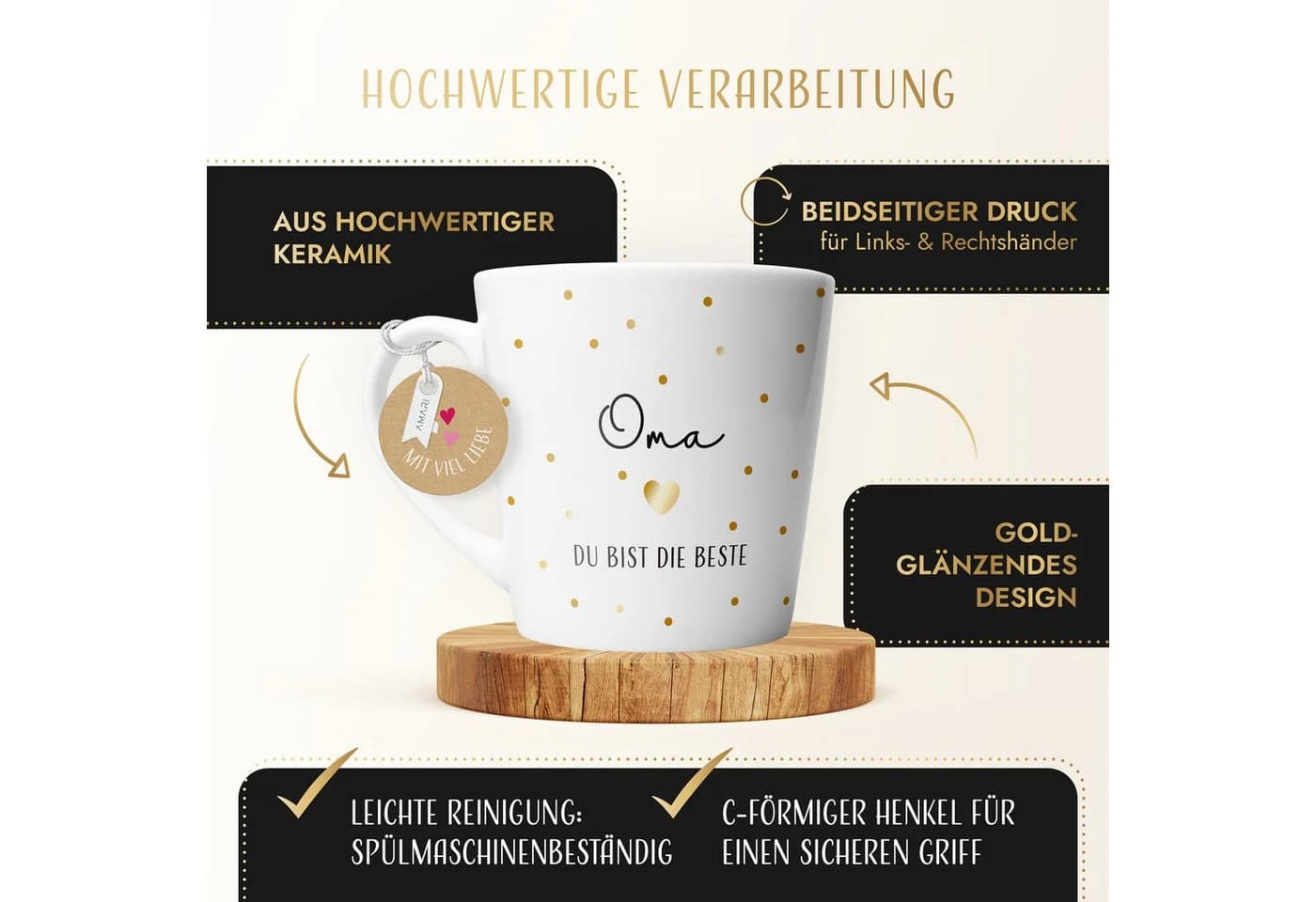 AMARI Tasse für Oma Keramik 330ml Dankeschön Geschenk - Bild 3