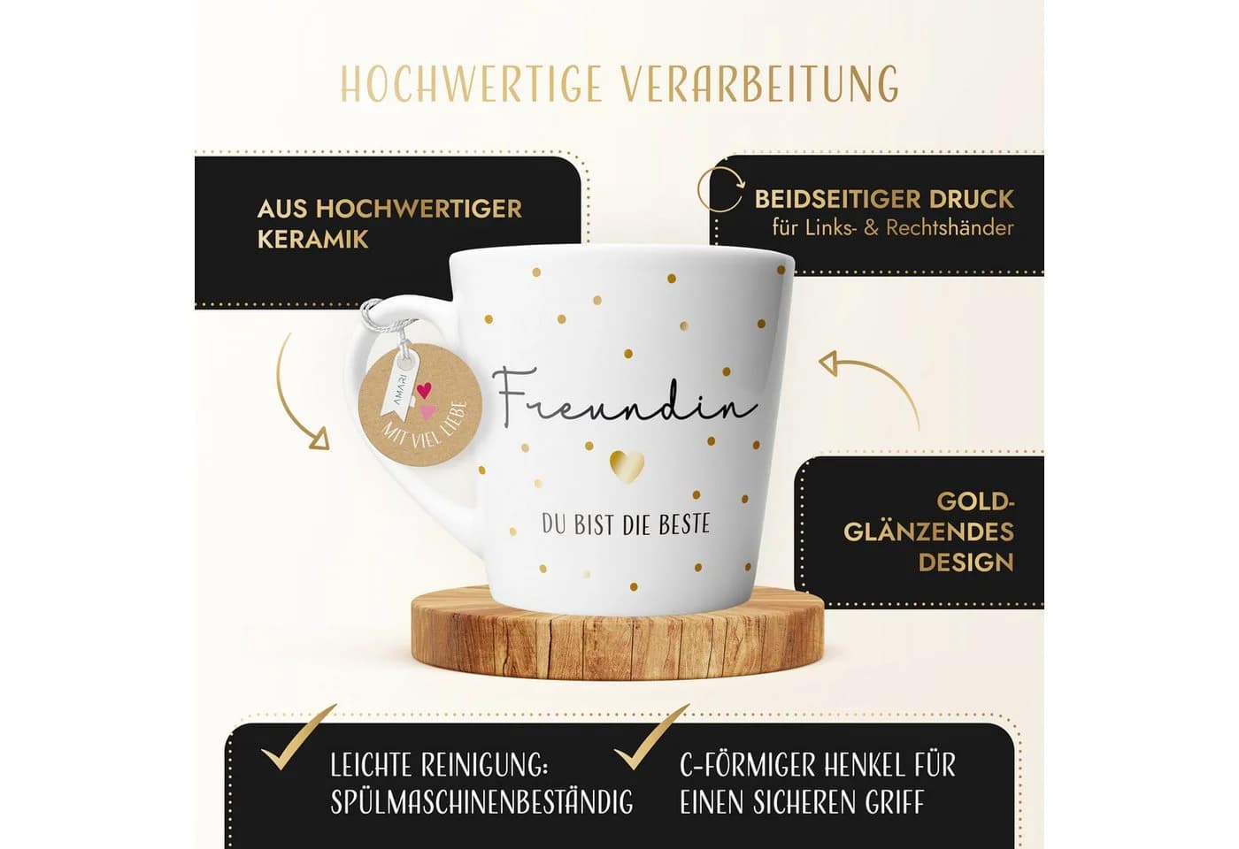 AMARI Freundin Tasse Keramik Geschenk 330ml - Bild 3