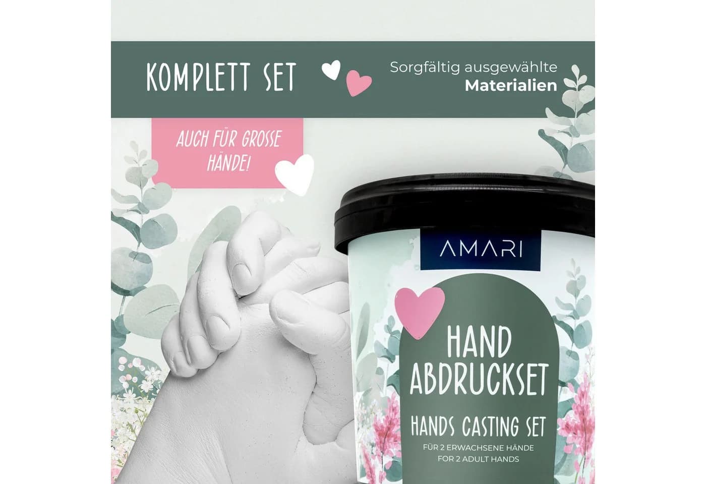 Amari Handabdruck-Set AMARI® Gipsabdruck Set Hände - Handabdruck Set für Paare