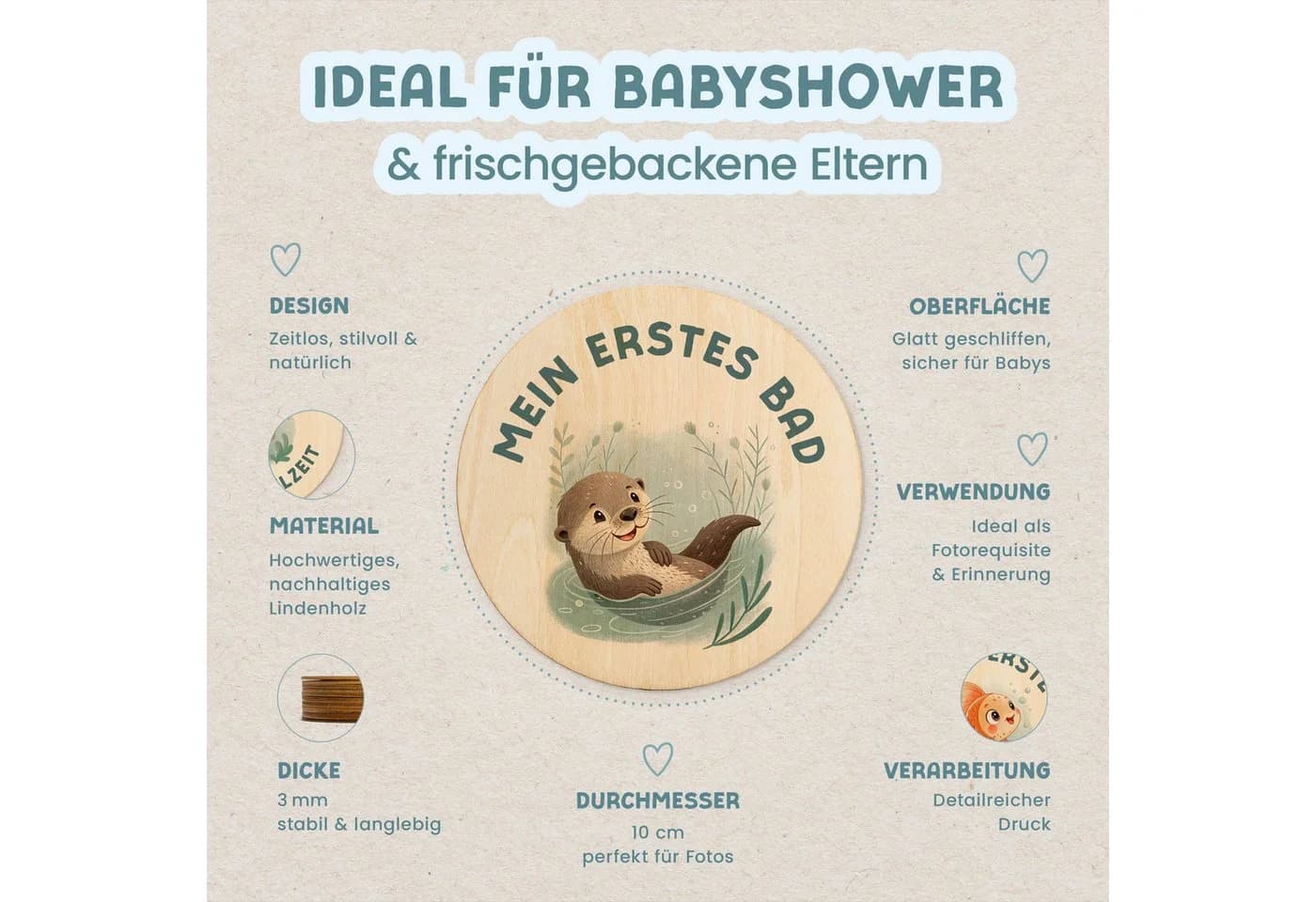 Amari Geburtskarte 42 Meilensteinkarten Unterwasserwelt Baby aus Holz - Bild 4