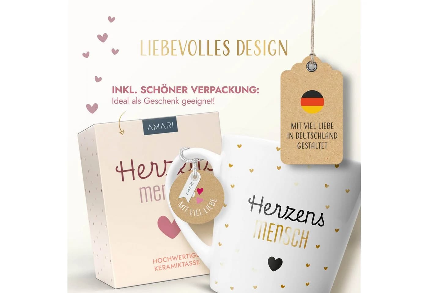 Amari Tasse Herzensmensch mit Goldveredelung 330 ml - Bild 4