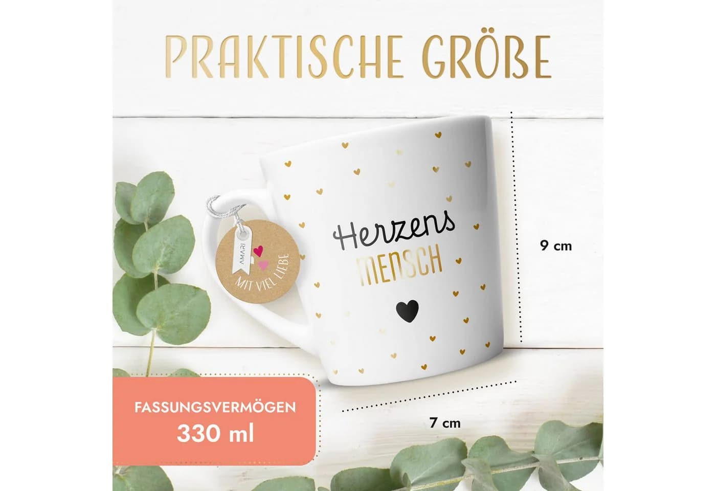 Amari Tasse Herzensmensch mit Goldveredelung 330 ml - Bild 5