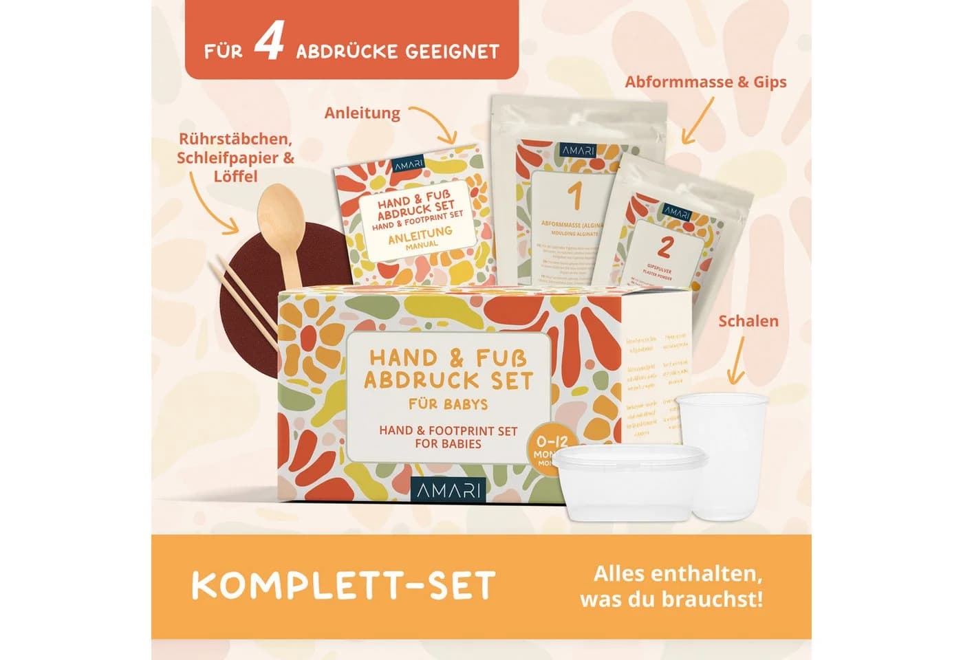 Amari Handabdruck-Set AMARI ® Baby Gipsabdruck Set Eimer