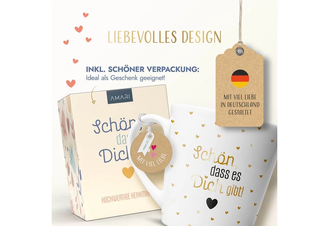 Amari Tasse Goldveredelung 330 ml Geschenkidee Kaffee Tee - Bild 4