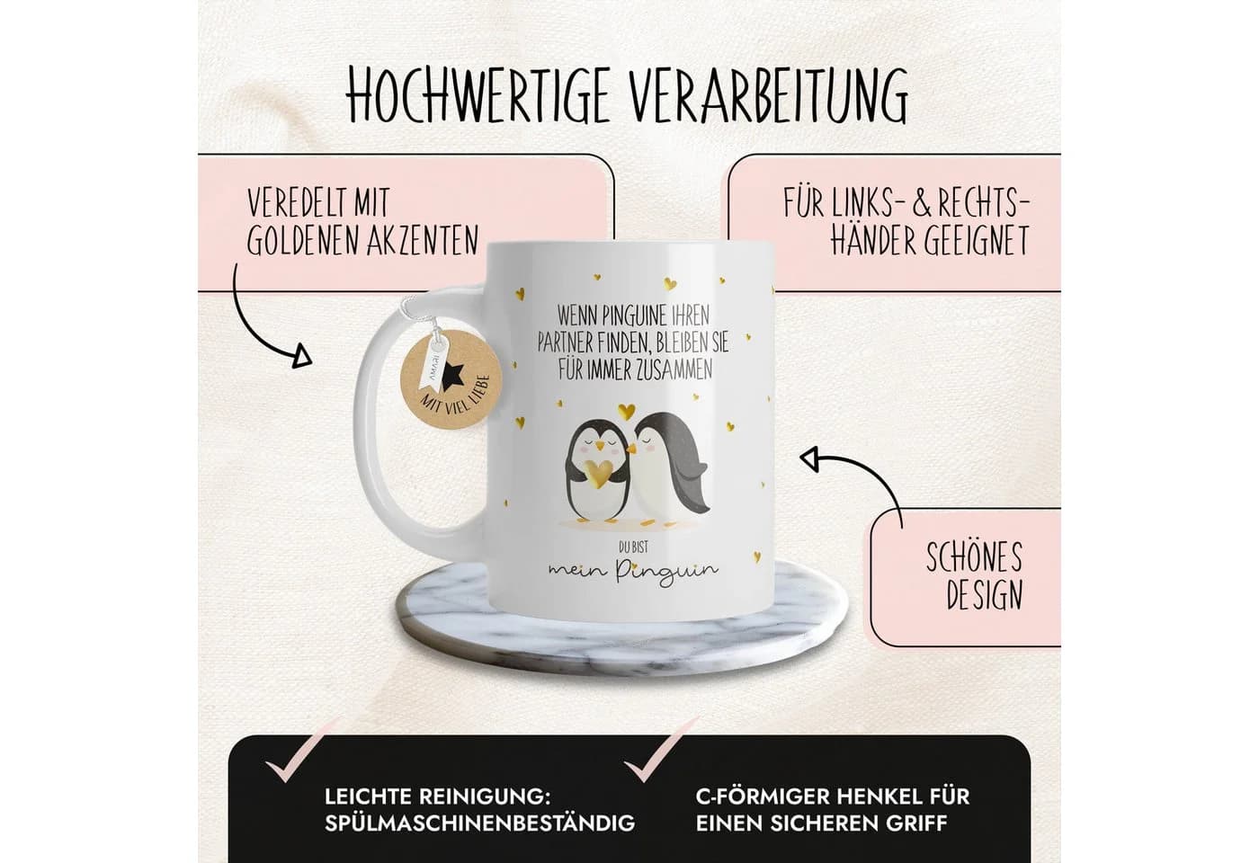 Amari Tasse Pinguin Motiv „Du bist mein Pinguin“ Nr. 24 - Bild 3