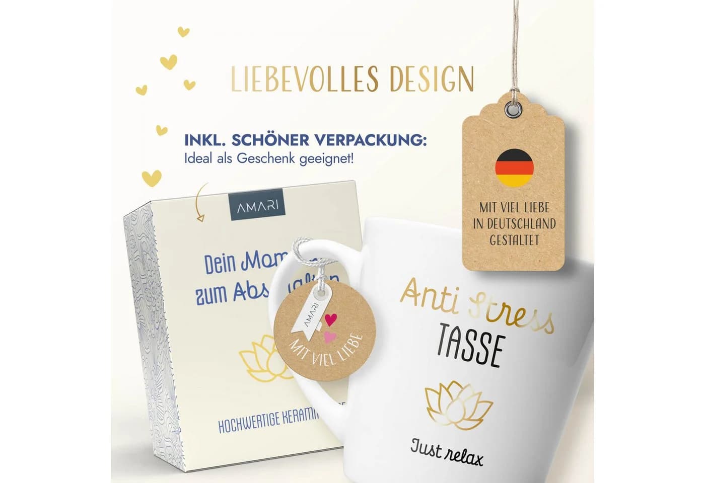 Amari Anti-Stress Tasse Goldveredelung 330 ml Keramik - Bild 4