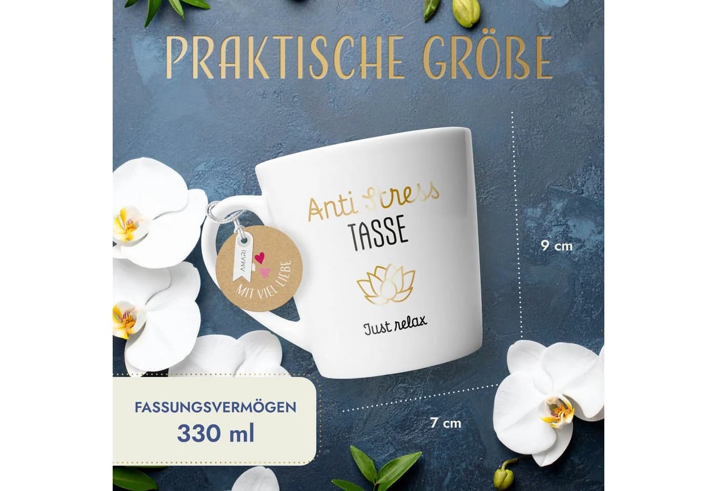 Amari Anti-Stress Tasse Goldveredelung 330 ml Keramik - Bild 5