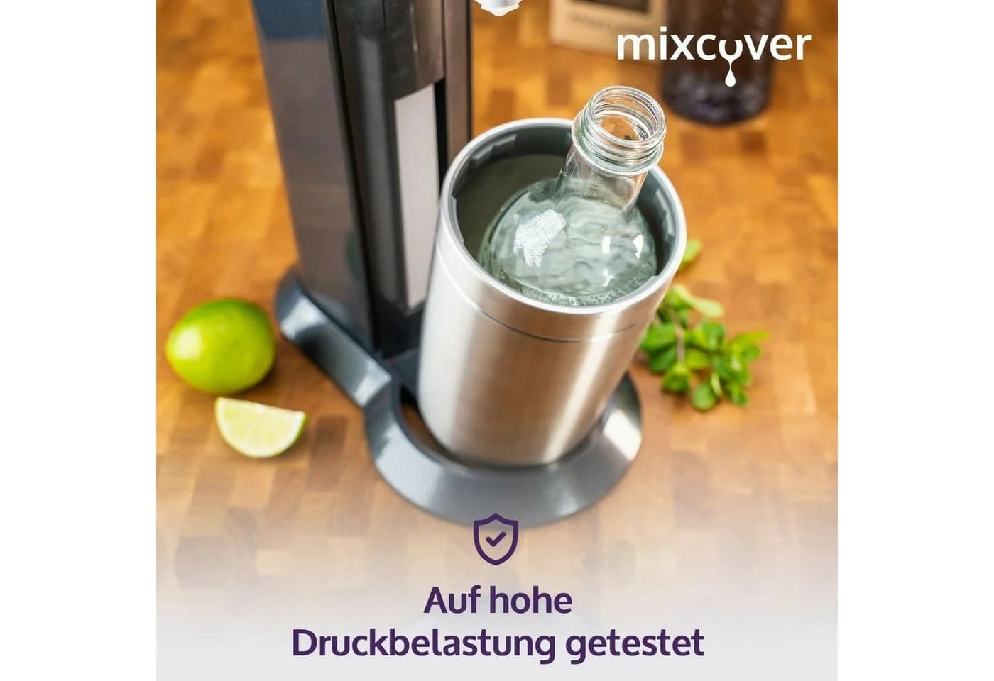 Mixcover Glasflasche kompatibel mit SodaStream Crystal 2.0, 0,65L, Transparent - Bild 5