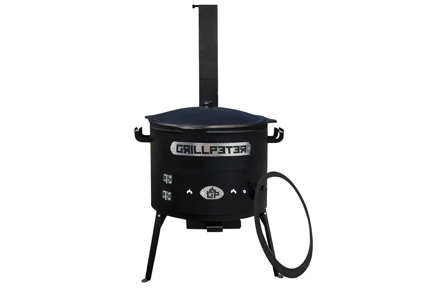 Grillpeter Holzkohlegrill Utschak Asamat mit Gusseisen Kazan 12L Schwarz
